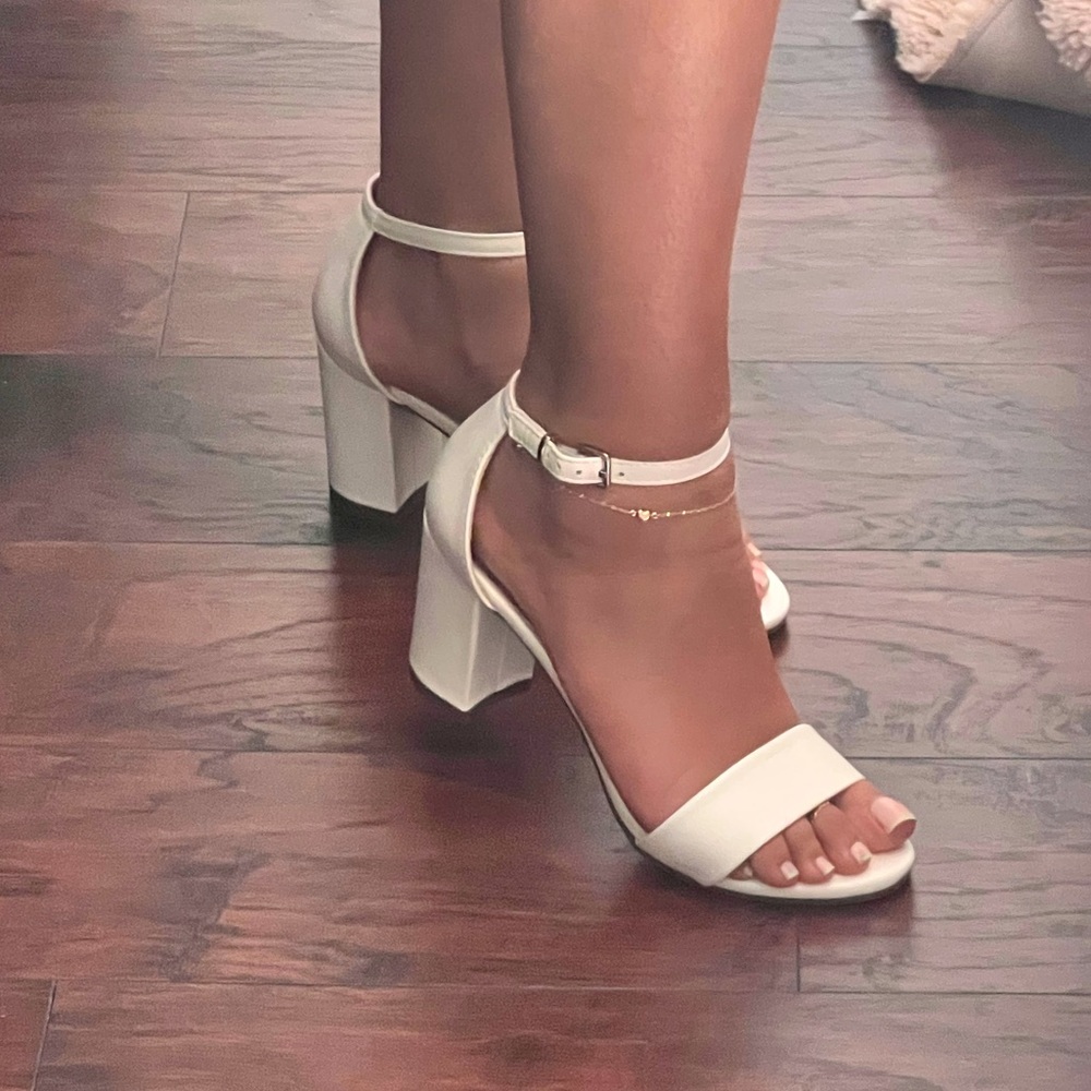 white open toe heels